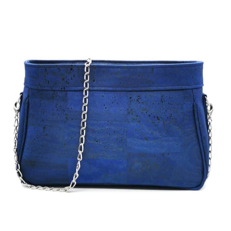 sac zippé en liège bleu turquoise vegan de l&rsquo;atelier inua